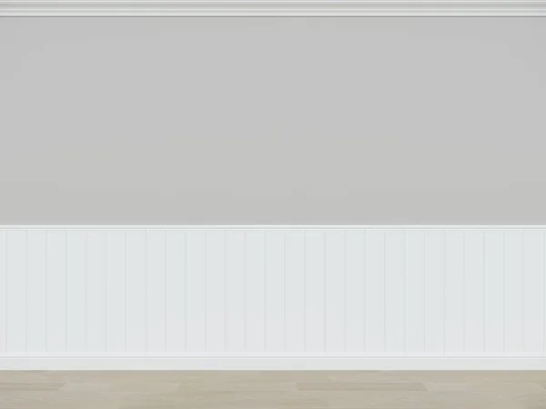 Grey Wall Wood Floor Rendering Empty Room — Stockfoto