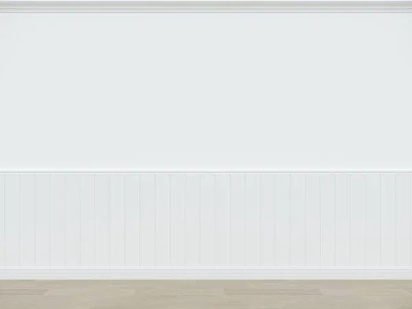 White Wall Wood Floor Rendering Empty Roo — Stock fotografie