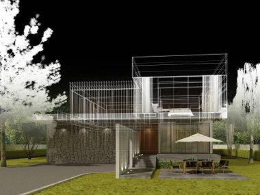 Evin eskiz tasarımı, 3D kablo çerçevesi