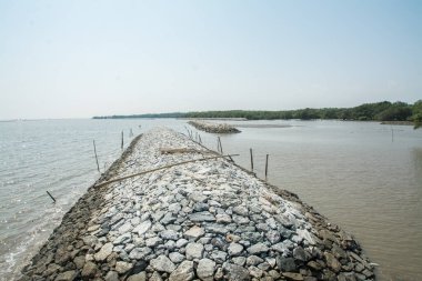 Rock baraj korumak bangpoo Tayland kıyı erozyonu 