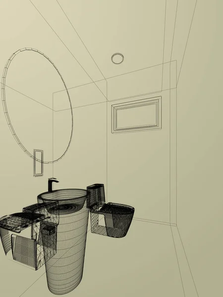 abstract sketch design of interior bathroom ,3d rendering