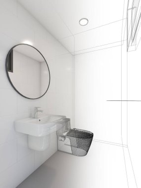 İç banyonun soyut tasarımı, 3D görüntüleme