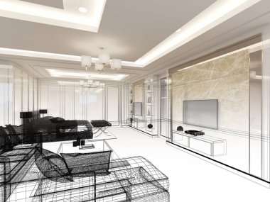 İç tavan arası tasarımı, 3 boyutlu tasarım.