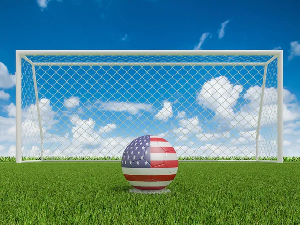 Fußballbälle Den Farben Der Usa Auf Dem Fußballfeld Darstellung — Stockfoto