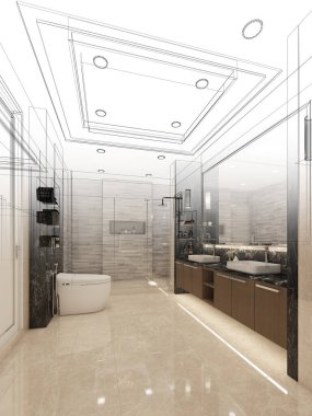 İç banyonun soyut tasarımı, 3D görüntüleme