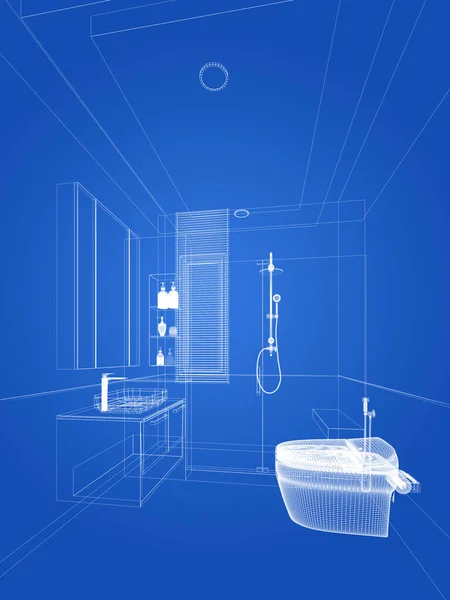 abstract sketch design of interior bathroom ,3d rendering