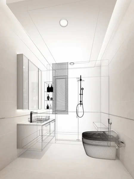 Croquis Abstrait Design Salle Bain Intérieure Rendu — Photo