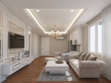 3D render iç yatak odası