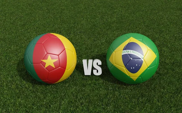 Ποδόσφαιρο Σημαίες Χρώματα Στο Γρασίδι Καμερούν Βραζιλία Παγκόσμιο Κύπελλο Ποδοσφαίρου — Φωτογραφία Αρχείου