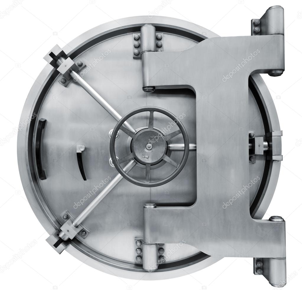 Bank vault door isolated on white with clipping path