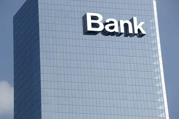 Close up a bank sign — Stock Photo, Image