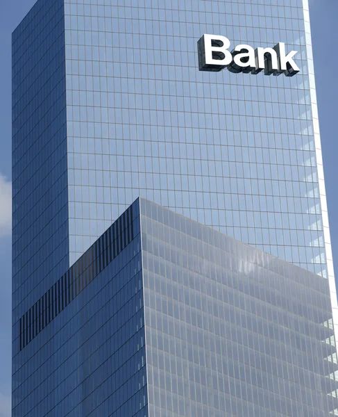 Feche um sinal de banco — Fotografia de Stock