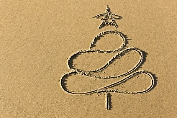 Bilder Weihnachtsbaum im Sand — Stockfoto