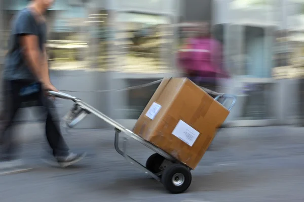 Delivery with dolly by hand — Stock Photo, Image