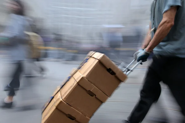 Delivery with dolly by hand — Stock Photo, Image