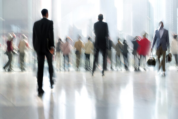 group of people in the lobby business center