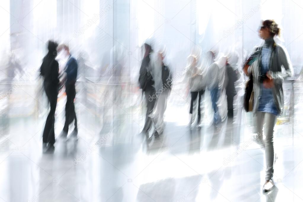 group of people in the lobby business center