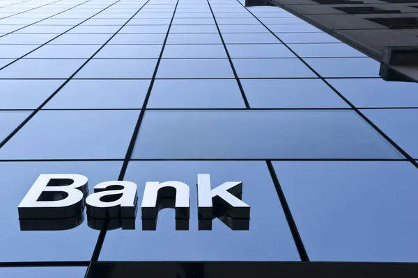 Close up a bank sign — Stock Photo, Image