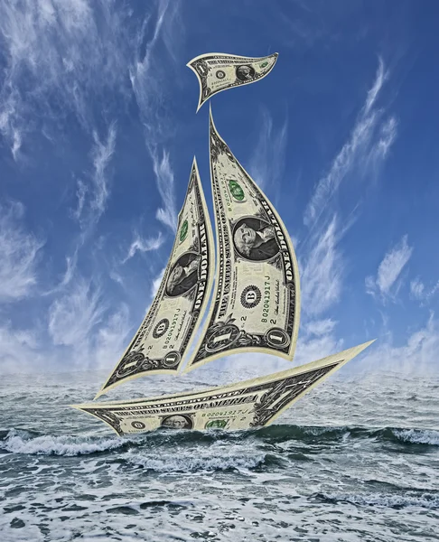 Dólares em forma de navio — Fotografia de Stock