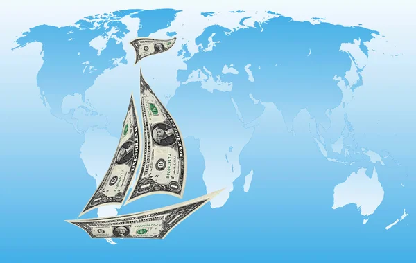 Dollars in form of ship — Stock Photo, Image