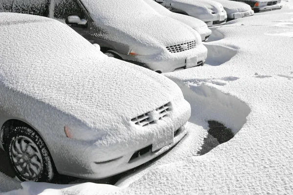 Voertuigen met sneeuw bedekt — Stockfoto