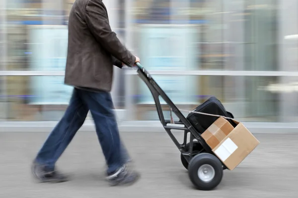 Delivery with dolly by hand — Stock Photo, Image