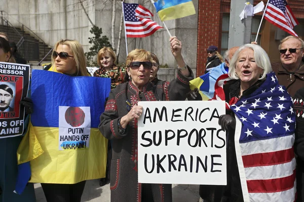 New York, USA - 27. März 2014: Protest vor den Vereinten Nationen — Stockfoto