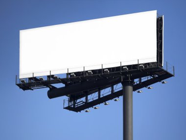 Mavi gökyüzü arka plan üzerinde reklam panoları ile mesaj