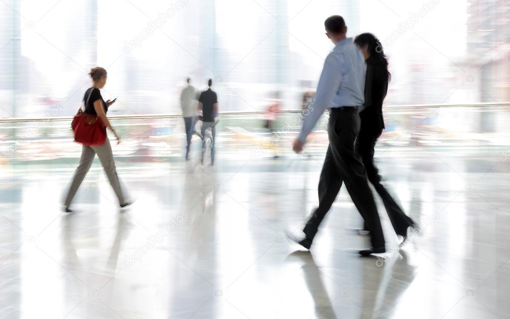 group of people in the lobby business center