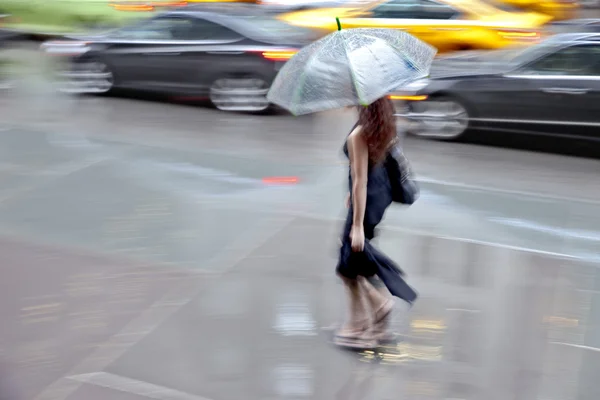 rainy day in the city on motion blur