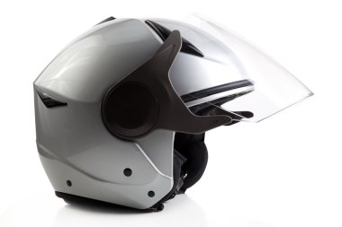 Gümüş motor kask izole