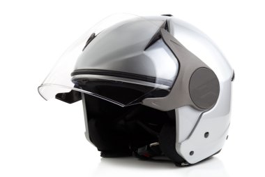 Gümüş motor kask izole