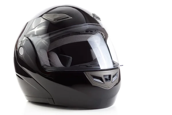 黒、光沢のあるオートバイのヘルメット — ストック写真