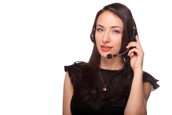 Call center ondersteuning vrouw met hoofdtelefoon — Stockfoto