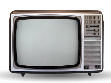 Retro televizyon nesne için kırpma yolu olan beyaz üzerinde izole edildi, geçmişe dönük teknoloji