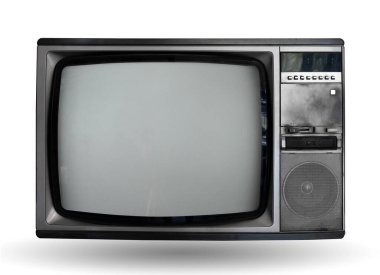 Retro televizyon nesne için kırpma yolu olan beyaz üzerinde izole edildi, geçmişe dönük teknoloji