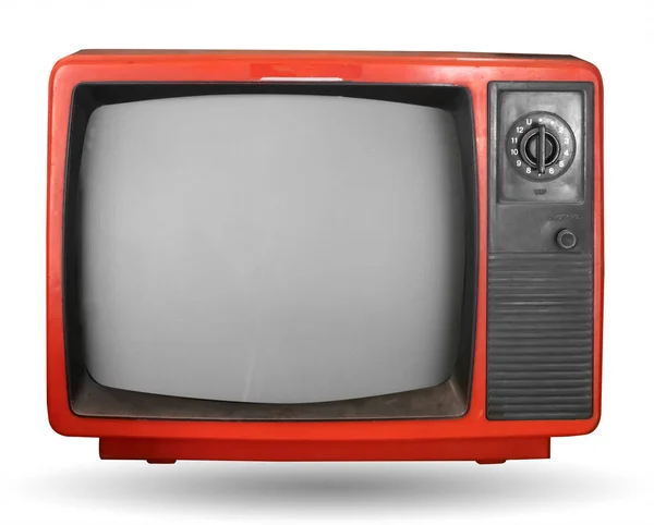 Retro Televizyon Nesne Için Kırpma Yolu Olan Beyaz Üzerinde Izole — Stok fotoğraf