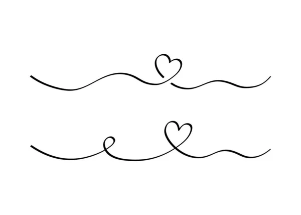 Coeur et amour tourbillonnent diviseur. — Image vectorielle