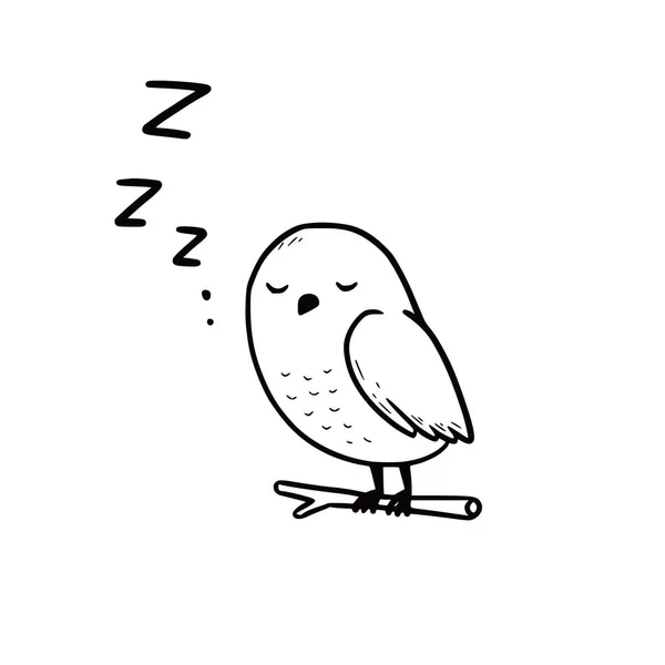 Hibou du sommeil dessiné à la main — Image vectorielle