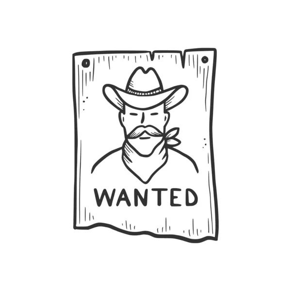 Bandit dessiné à la main cowboy élément recherché — Image vectorielle