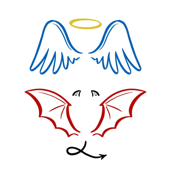 Anděl a ďábel stylizované vektorové ilustrace. — Stockový vektor