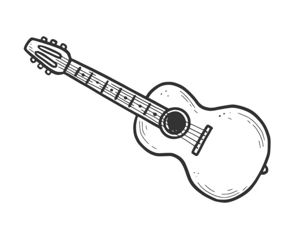 Elemento de guitarra acústica dibujado a mano. — Vector de stock
