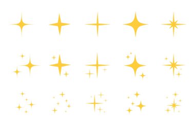 Parlak düz yıldız simgesi seti