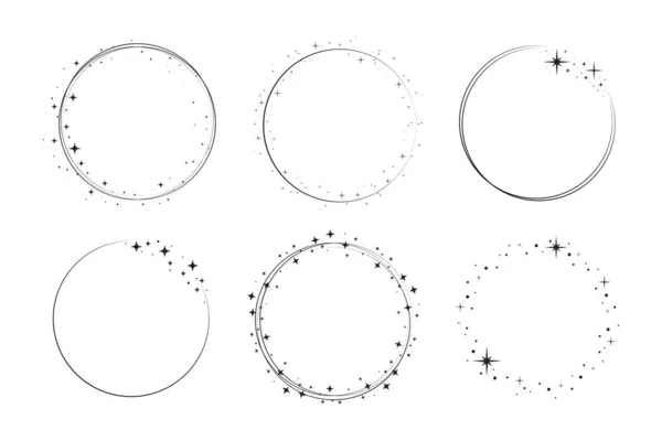 Sterrencirkel frame ingesteld. Woede rond — Stockvector