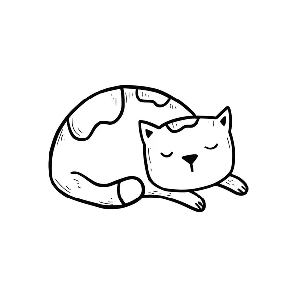 手描き睡眠かわいい猫 — ストックベクタ