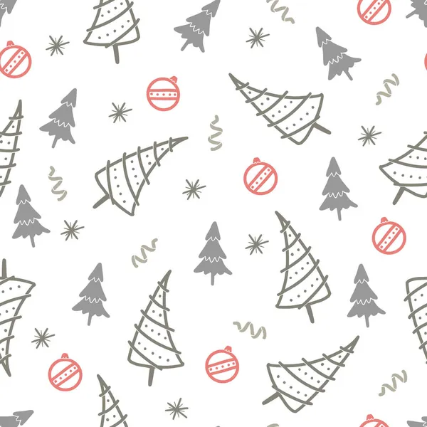 Vánoční stromeček bezproblémový vzor. Ruční kreslení — Stockový vektor