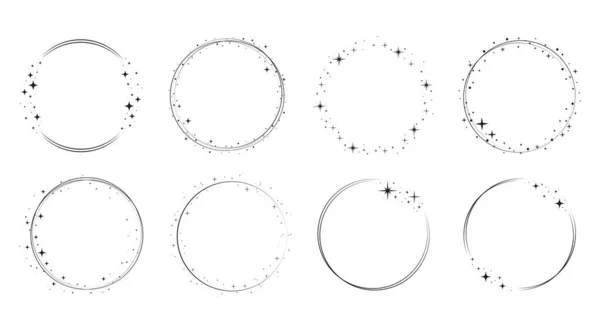 Sterrencirkel frame ingesteld. Woede rond — Stockvector