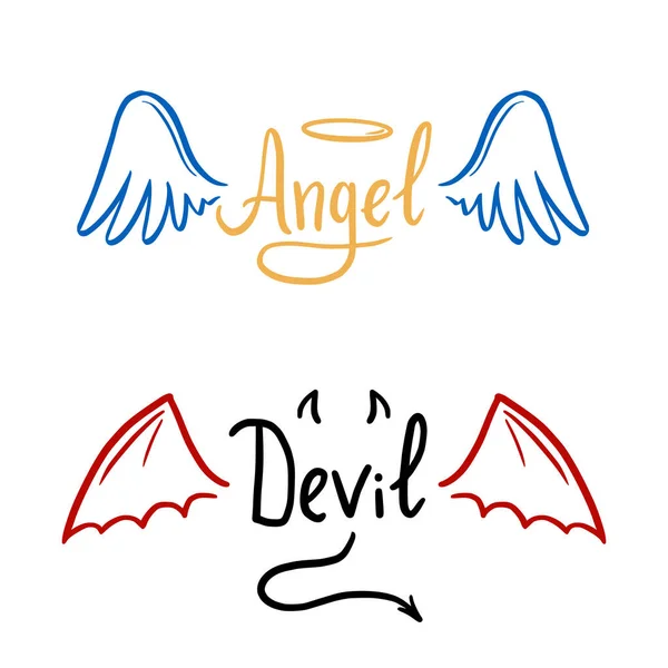 天使と悪魔の様式化されたベクターイラスト. — ストックベクタ