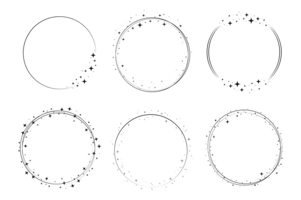 Star circle frame set. Wreath round — Stock Vector