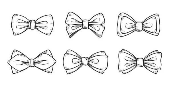 Tie bow doodle sketch. Desenhado à mão — Vetor de Stock